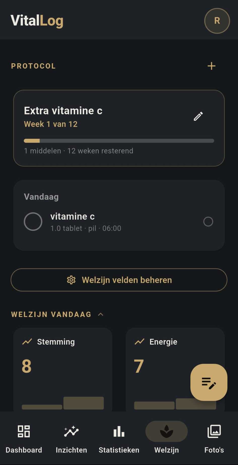 VitalLog Lichaamsmetingen